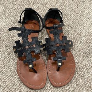 **Black Tory Burch Sandals, Size 8.5.